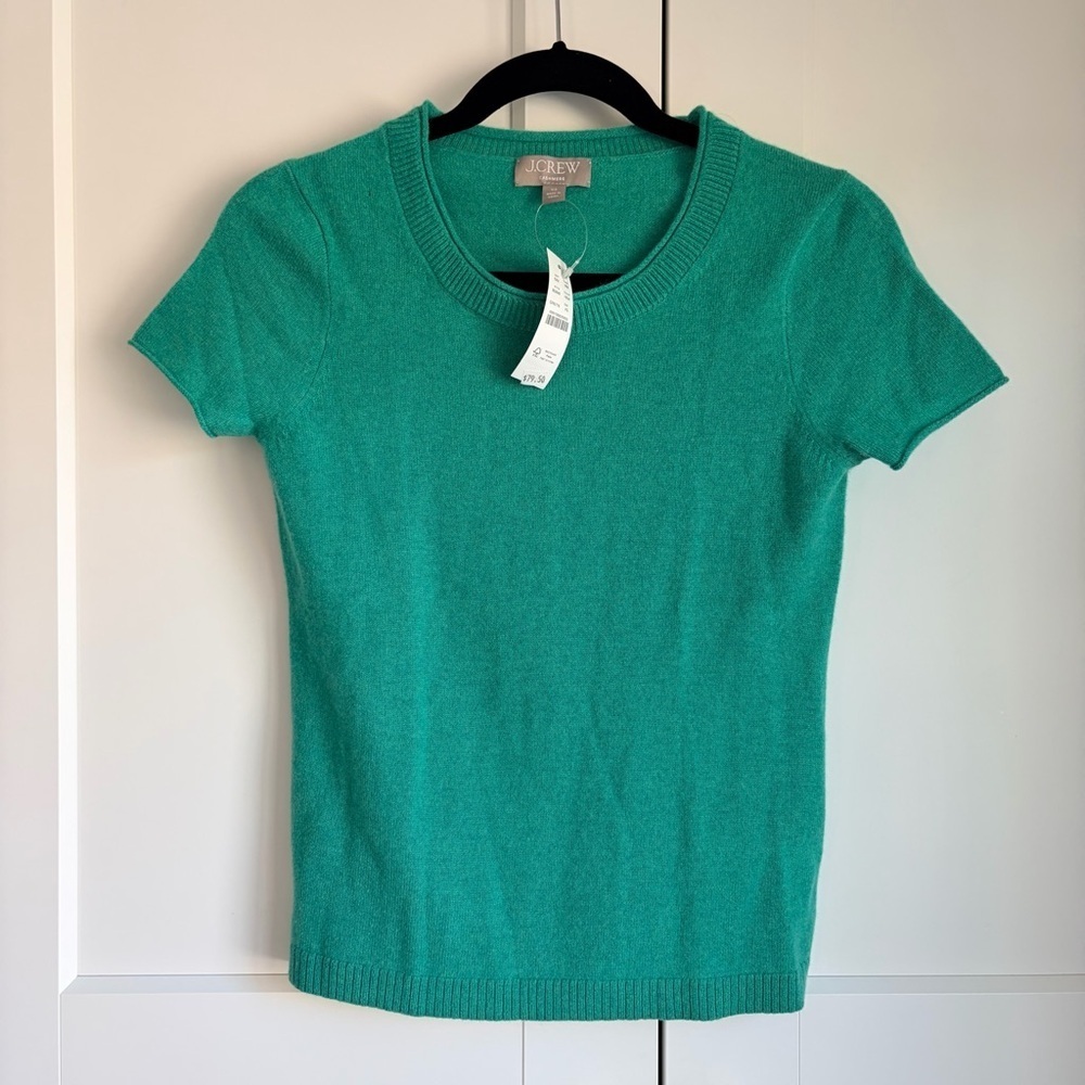 J. Crew Women's Cashmere Green Short Sleeve Top | XS